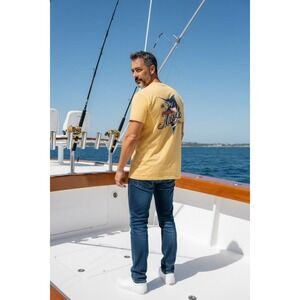 Reel Legends Men's XL Yellow Marlin Graphic Print Performance T-Shirt fishing